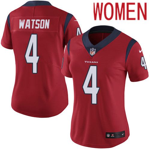Women Houston Texans #4 Deshaun Watson Red Nike Vapor Limited NFL Jersey->women nfl jersey->Women Jersey
